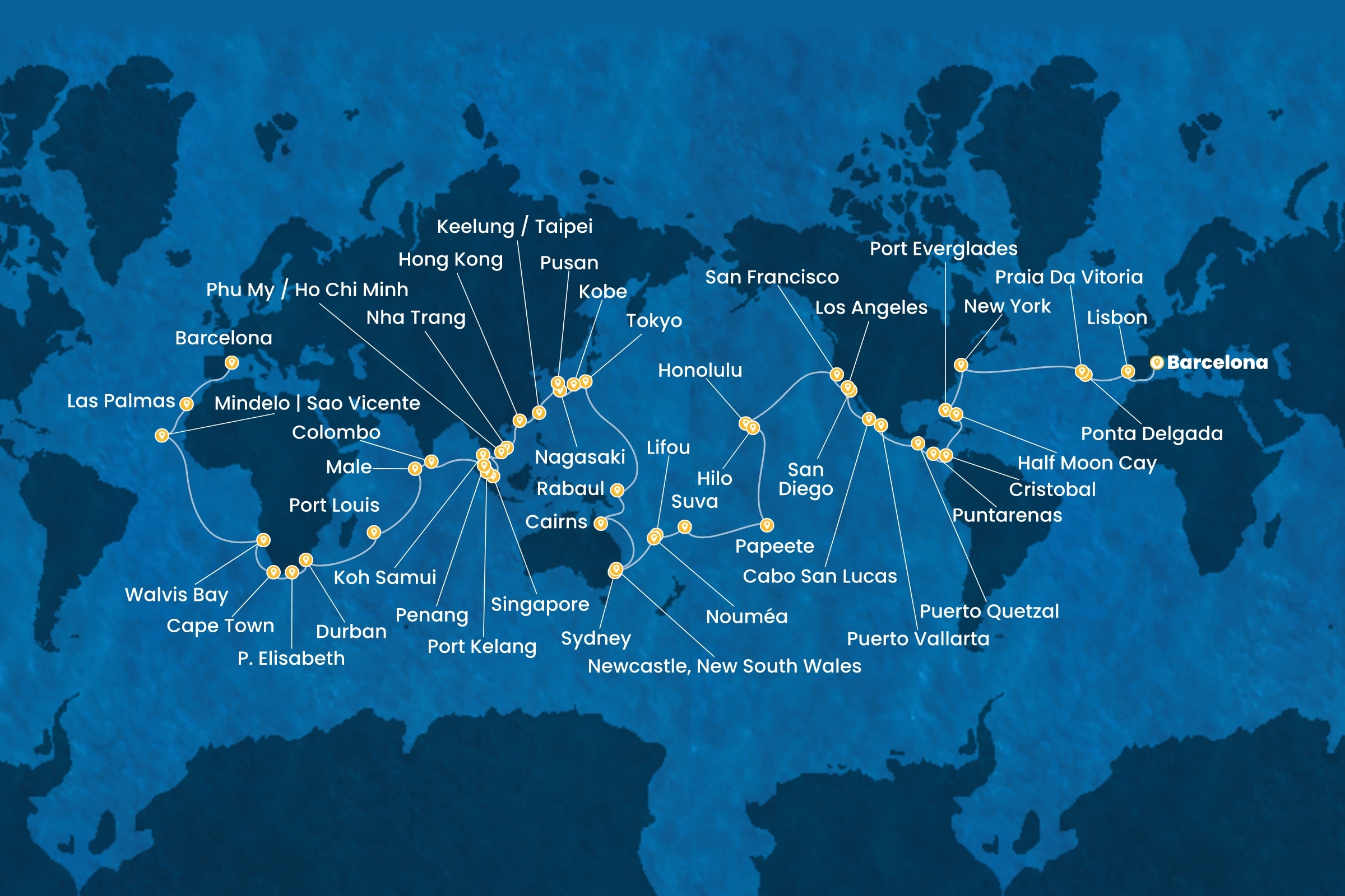Cruise 135 days World Tour from Barcelona November 27 2026 | Costa