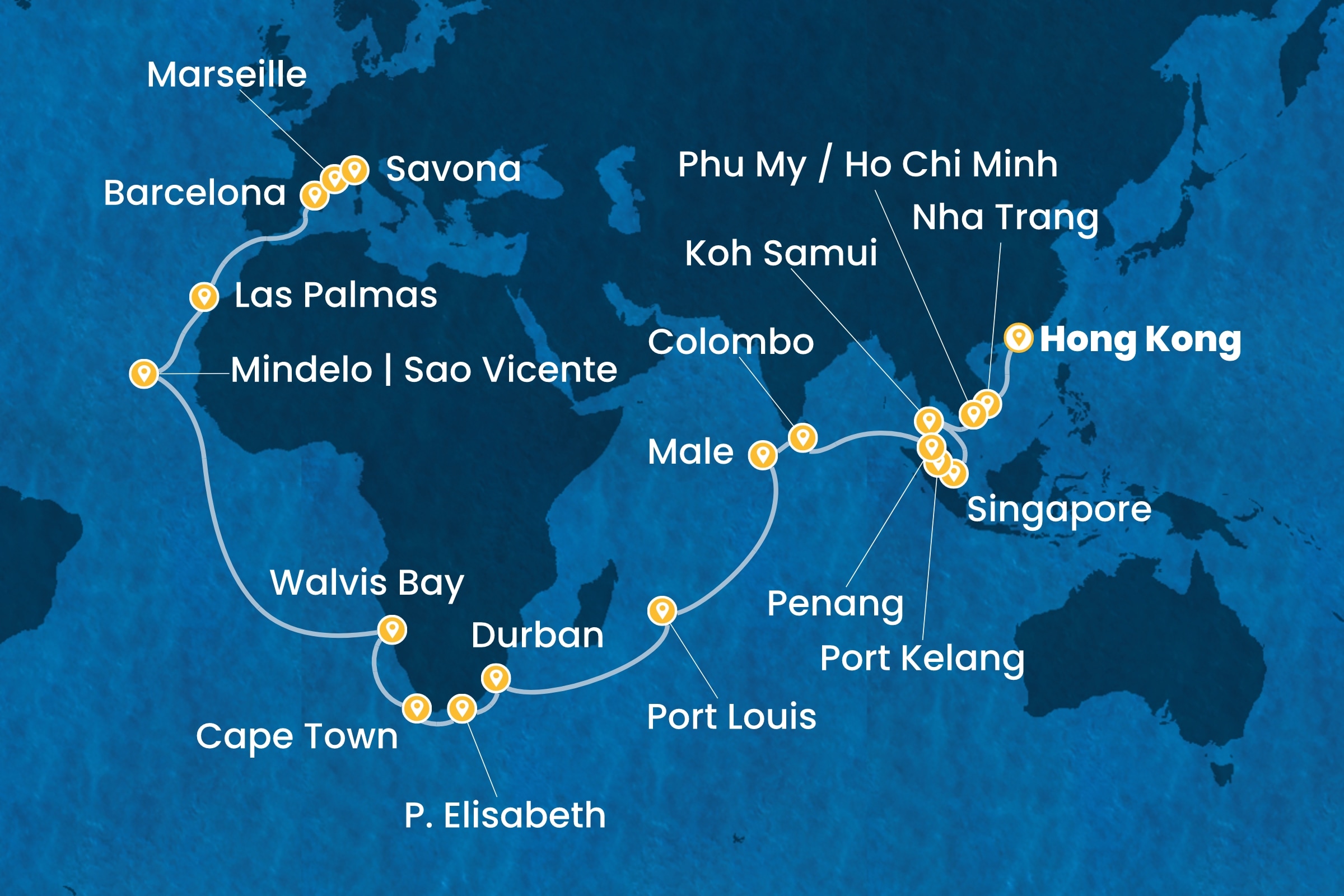 Cruise 49 days World Tour from Hong Kong (China) February 23 2027